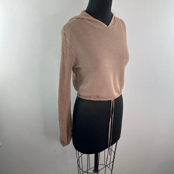 Rehab Lab Beige Sweatsuit Perforated Hooded Lace Up Poplin Pants Set L Large - Picture 3 of 16